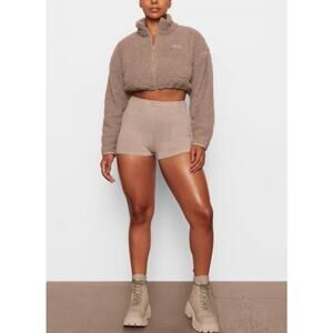 Skims Teddy Crop Jacket in Tigers Eye